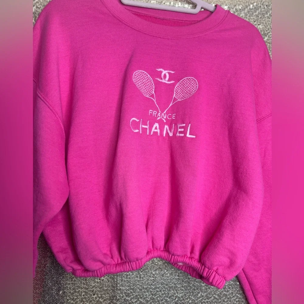 Pink Tennis Cropped Sweatshirt - Picture 2 of 3